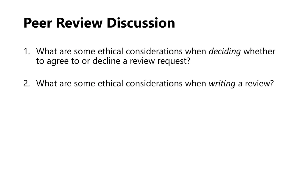 peer review discussion