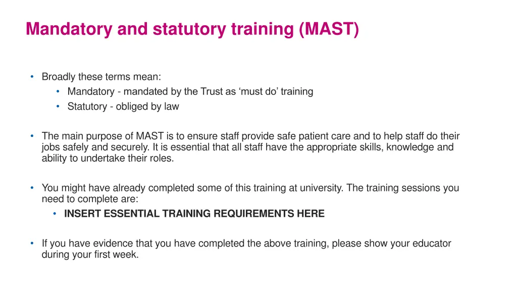 mandatory and statutory training mast 1