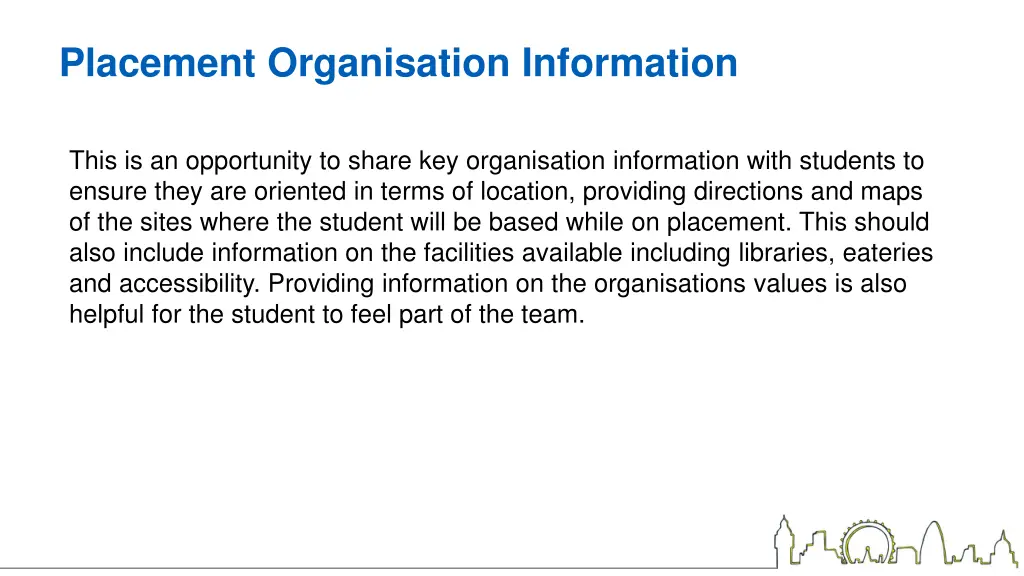 placement organisation information