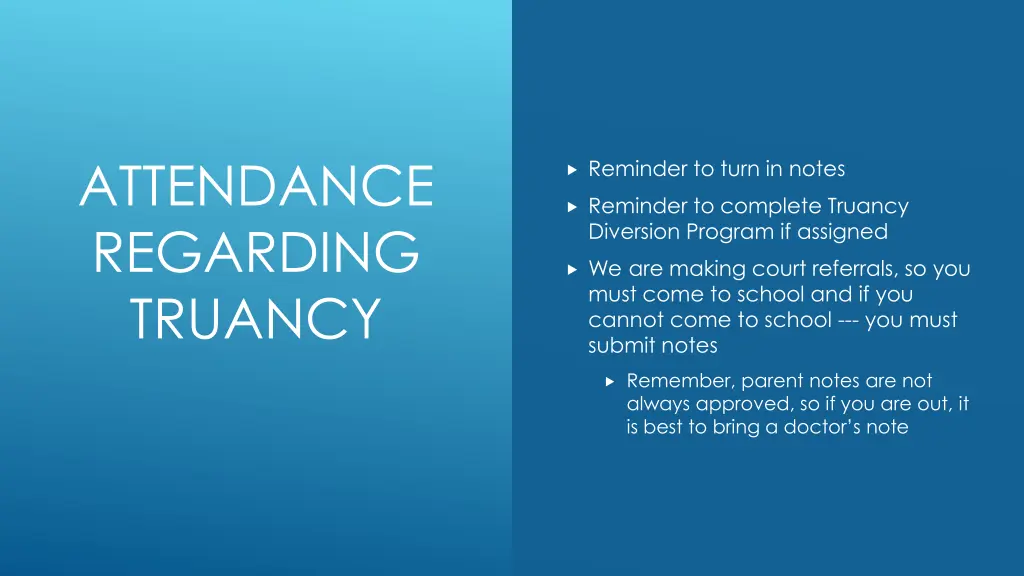 attendance regarding truancy