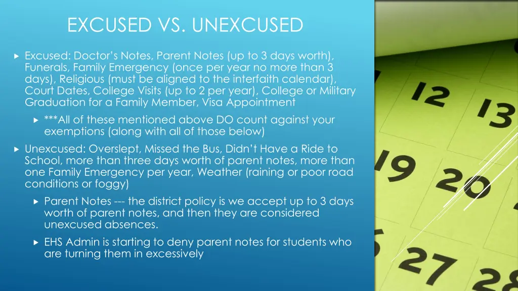excused vs unexcused