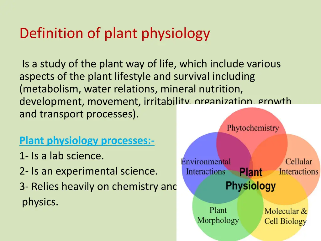 definition of plant physiology is a study