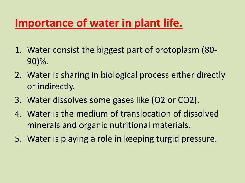 importance of water in plant life