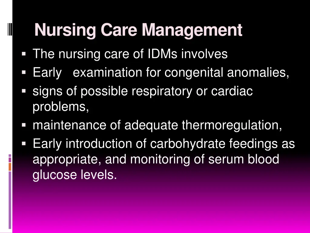 nursing care management the nursing care of idms