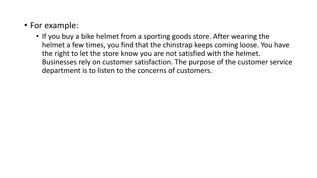 for example if you buy a bike helmet from