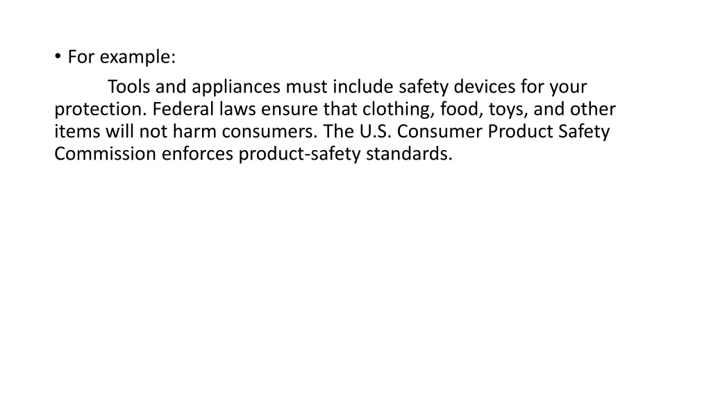 for example tools and appliances must include