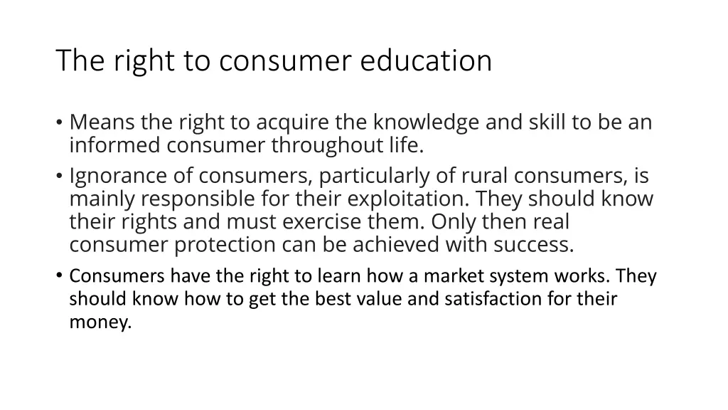 the right to consumer education