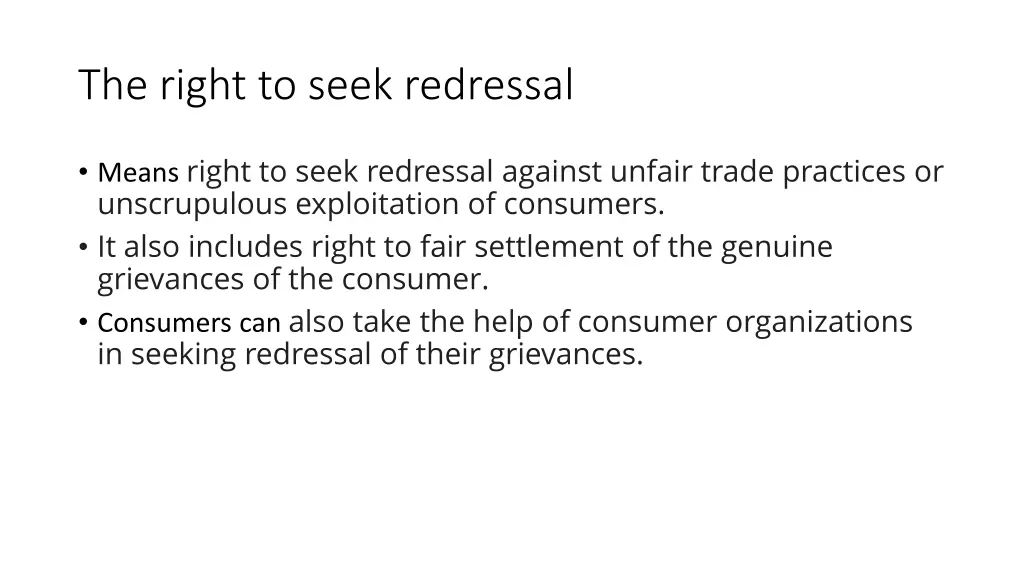 the right to seek redressal