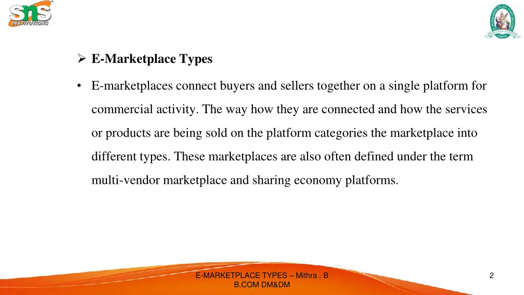 e marketplace types