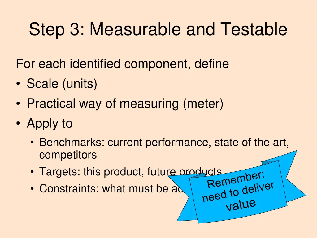 step 3 measurable and testable