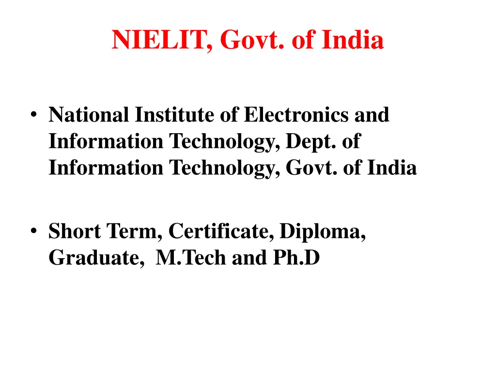 nielit govt of india