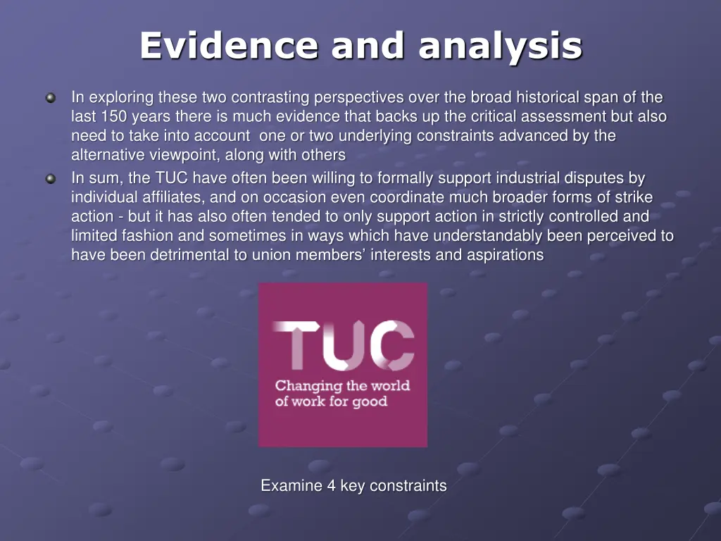 evidence and analysis