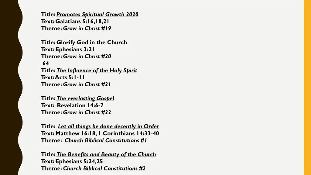 title promotes spiritual growth 2020 text