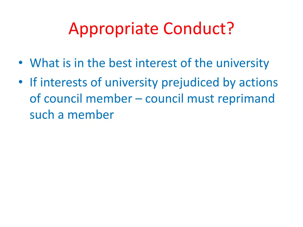 appropriate conduct