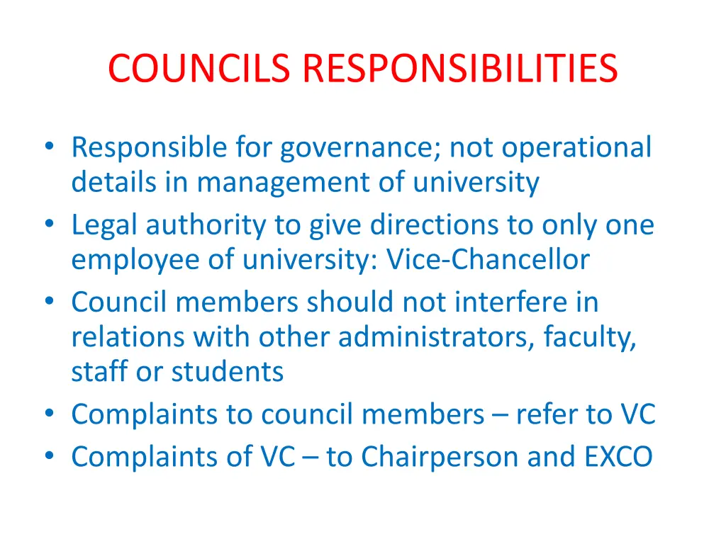 councils responsibilities