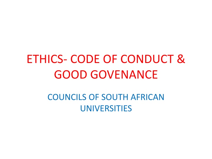 ethics code of conduct good govenance
