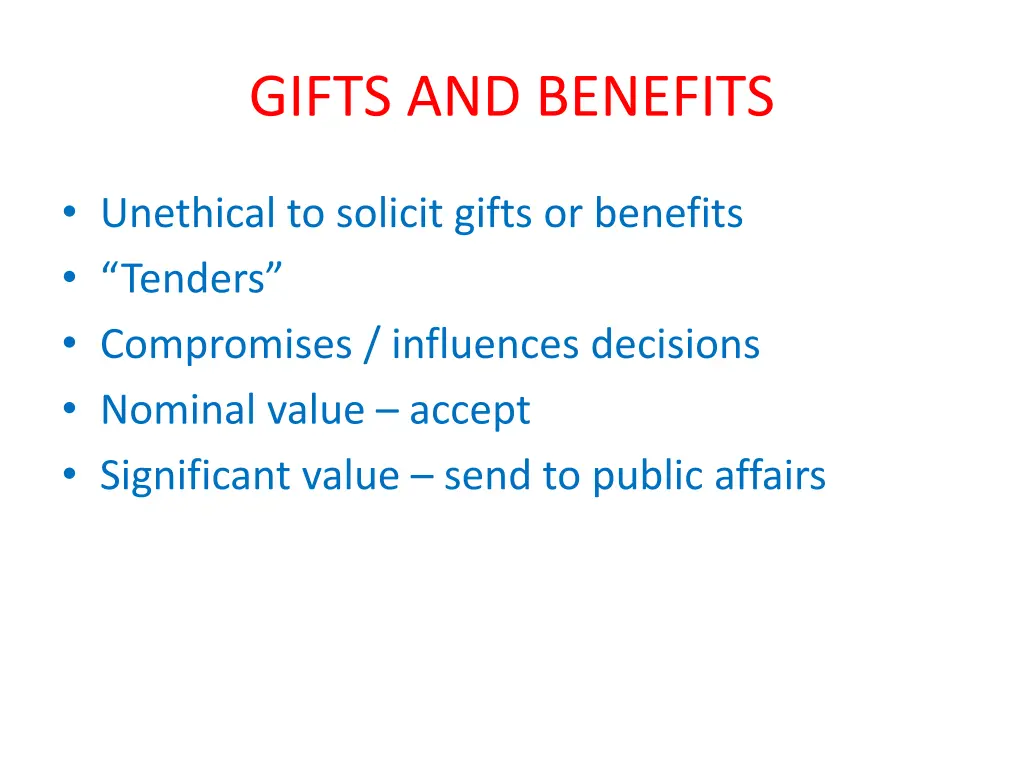 gifts and benefits
