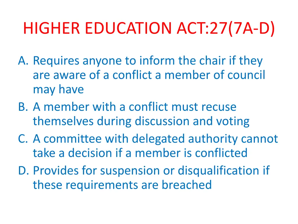 higher education act 27 7a d
