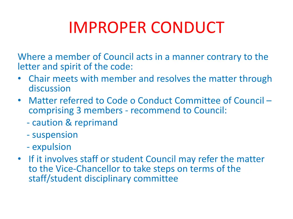 improper conduct