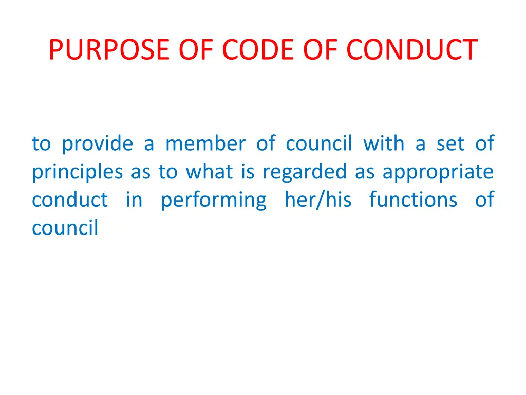 purpose of code of conduct