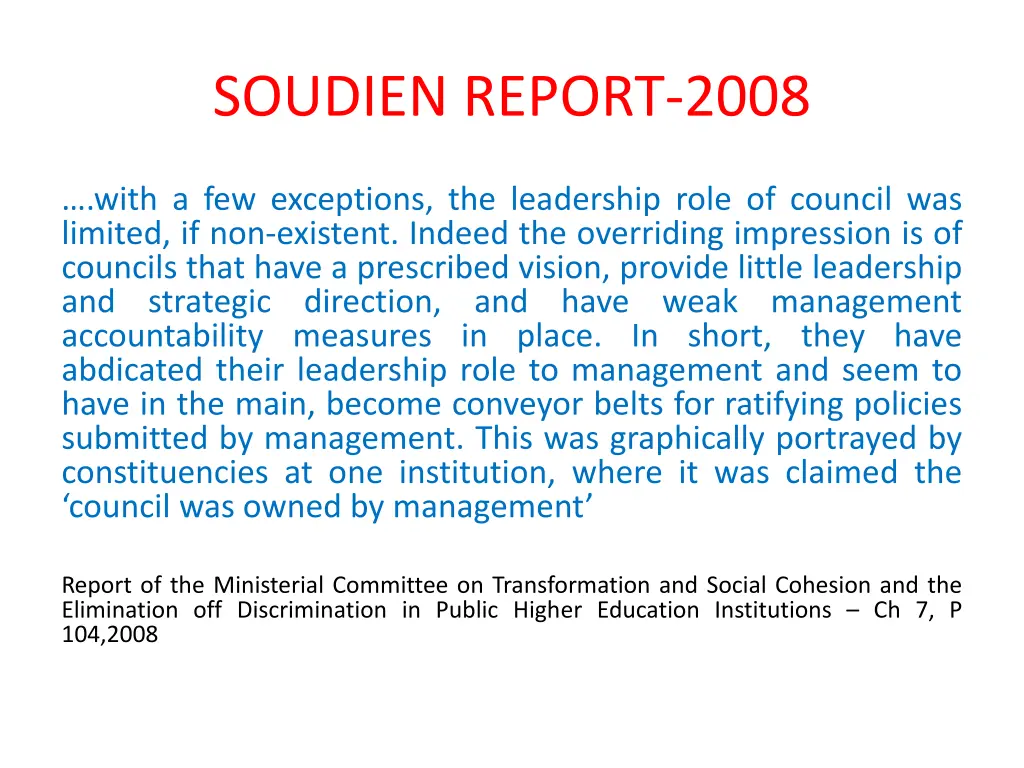 soudien report 2008