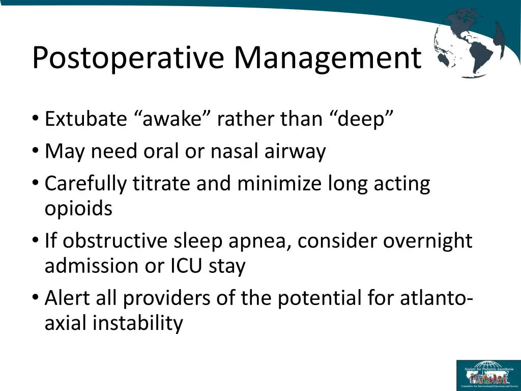 postoperative management