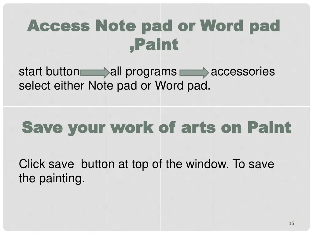 access note pad or word pad access note