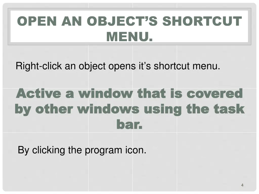 open an object s shortcut menu