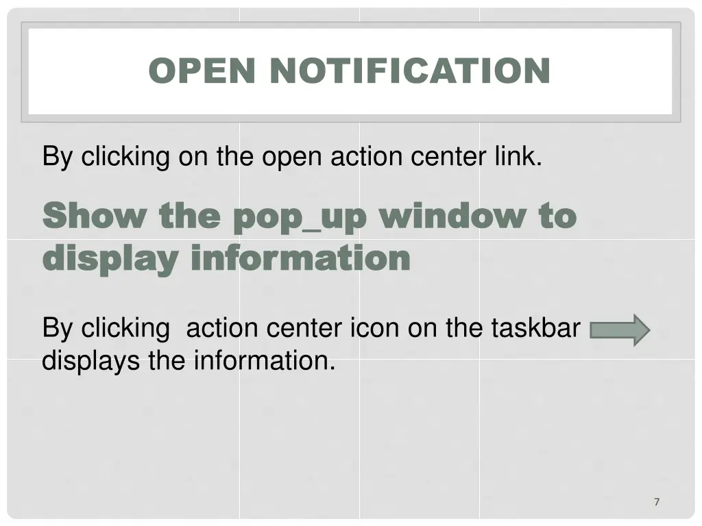 open notification