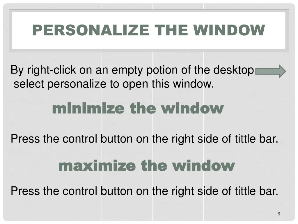 personalize the window
