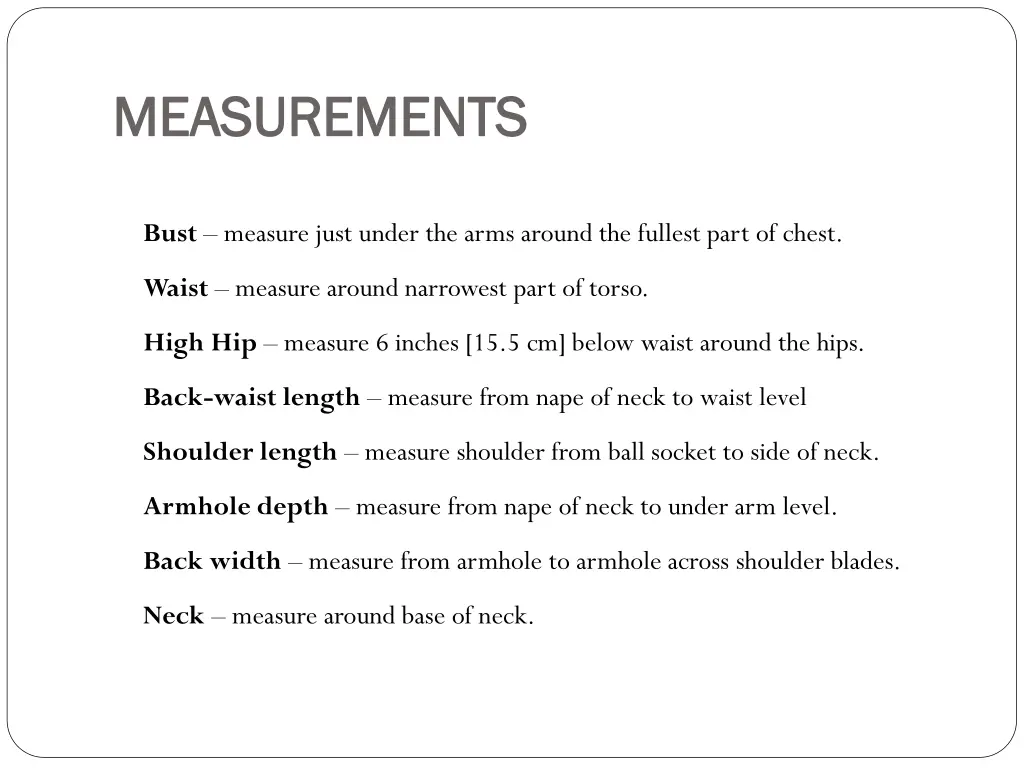 measurements measurements
