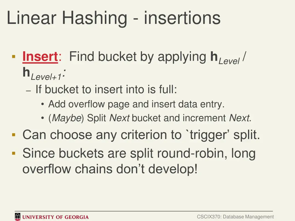 linear hashing insertions