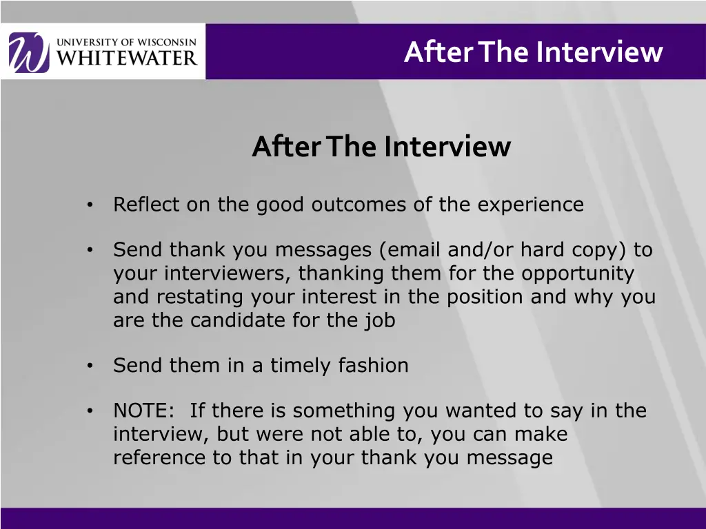 after the interview