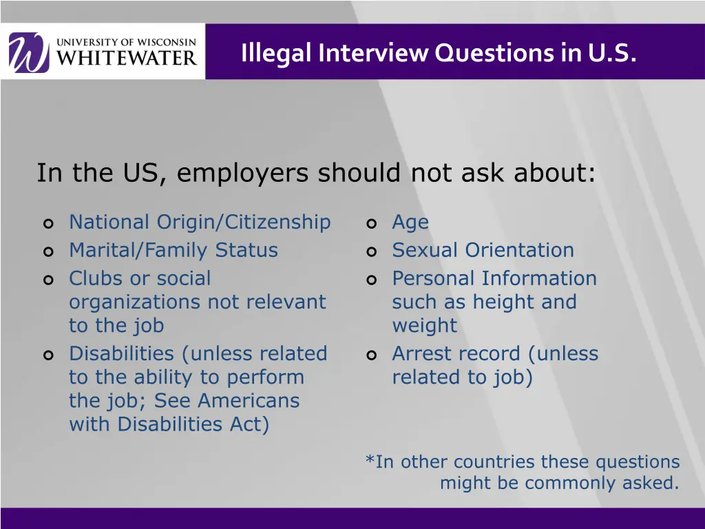 illegal interview questions in u s