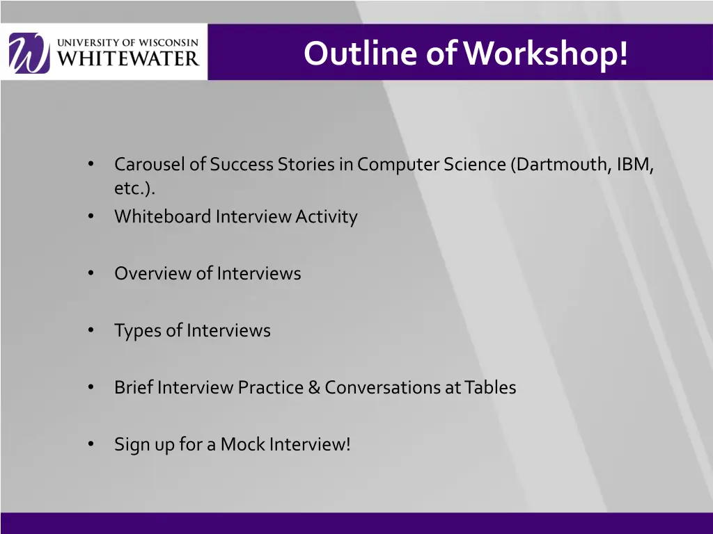 outline of workshop