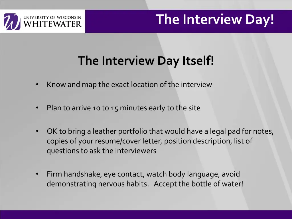 the interview day