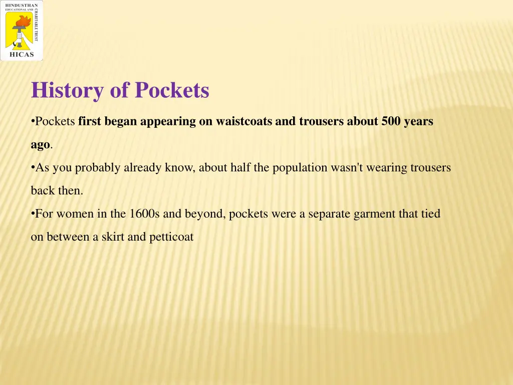 history of pockets