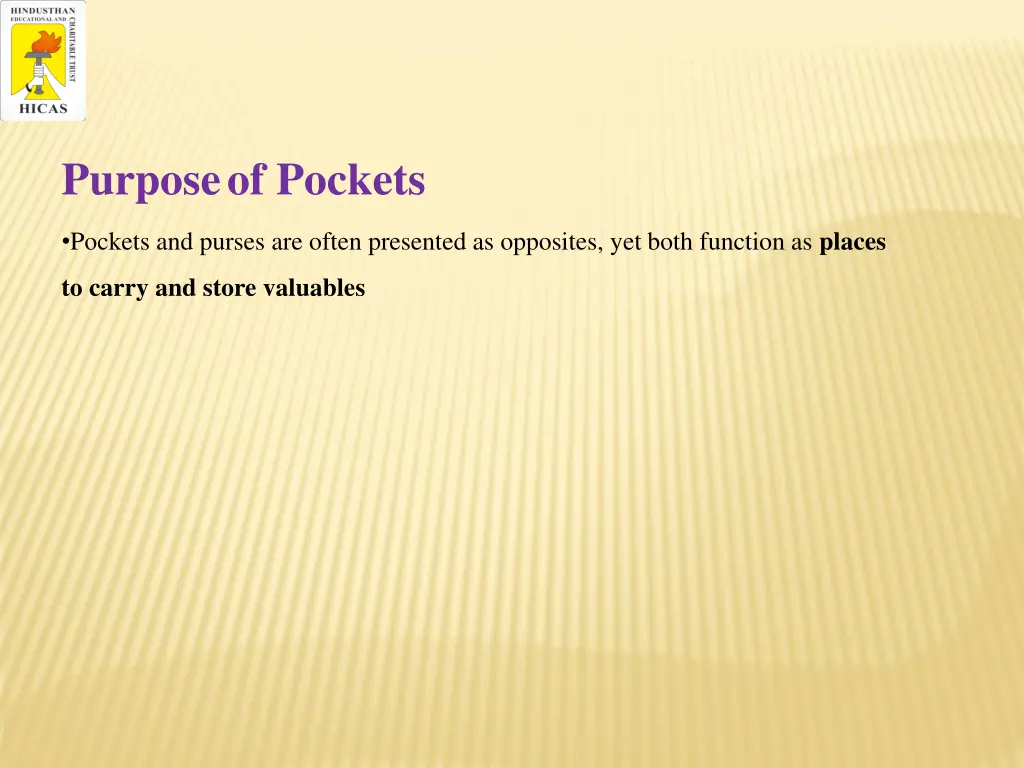purpose of pockets