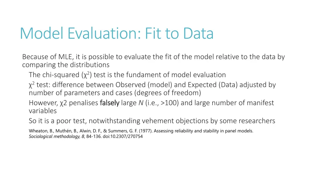 model evaluation fit to data