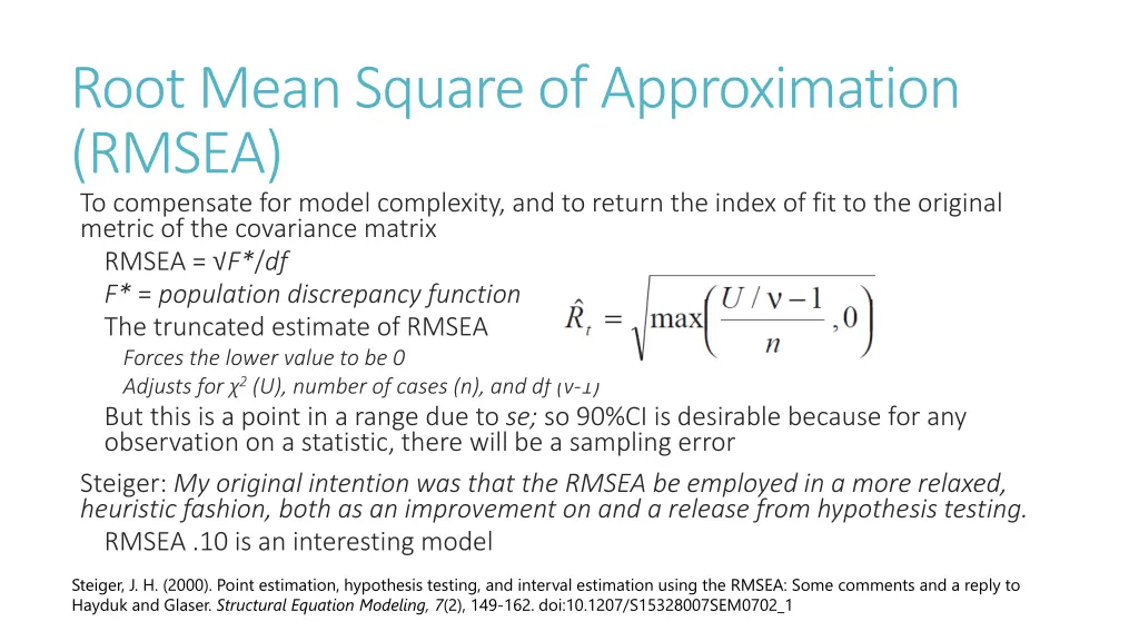 root mean square of approximation rmsea