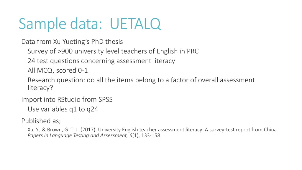 sample data uetalq