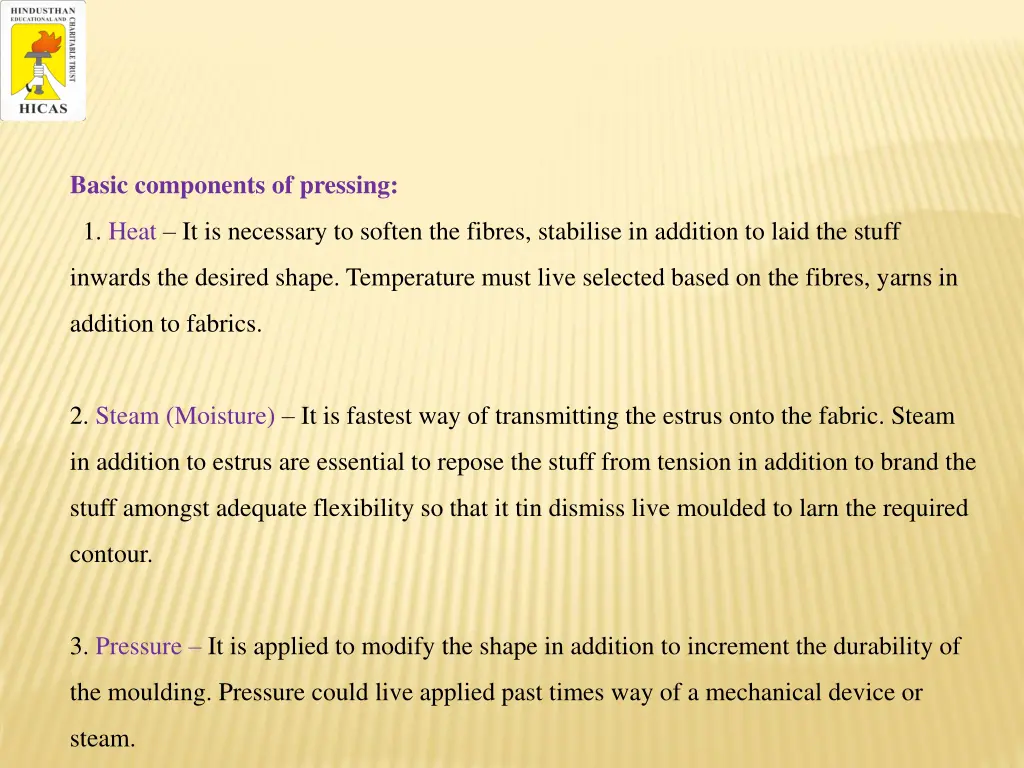 basic components of pressing