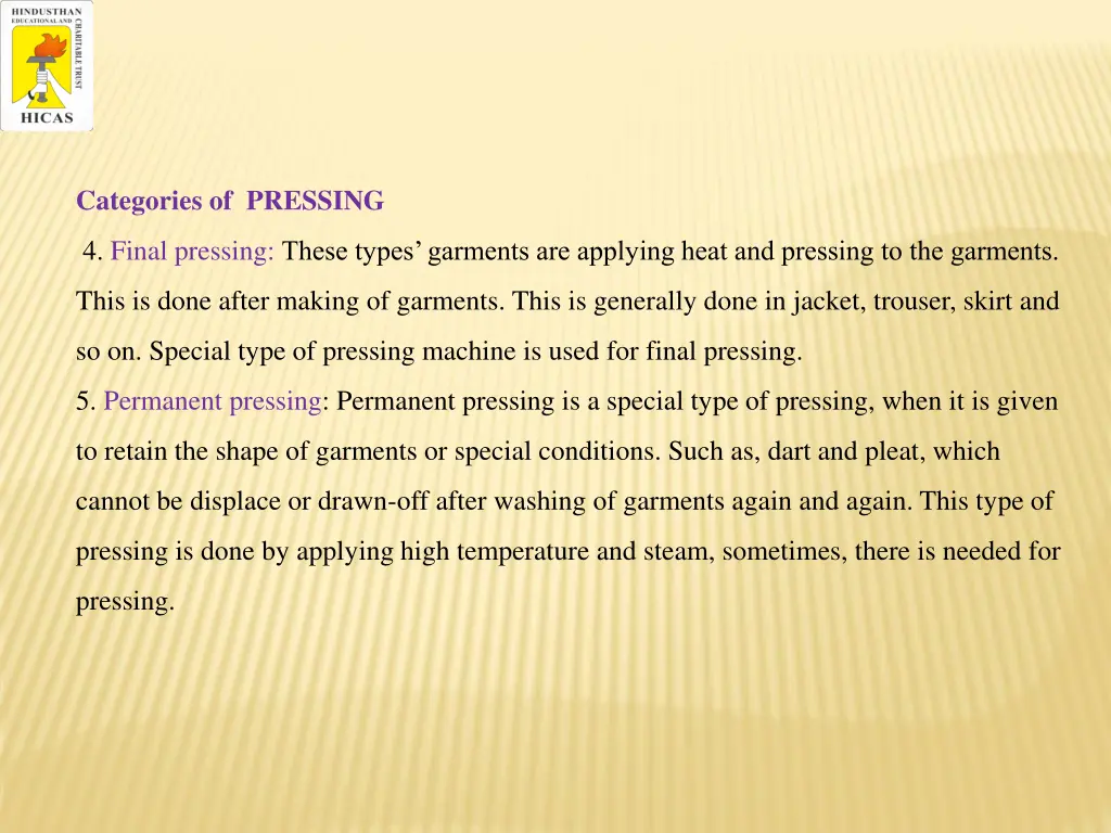 categories of pressing 1