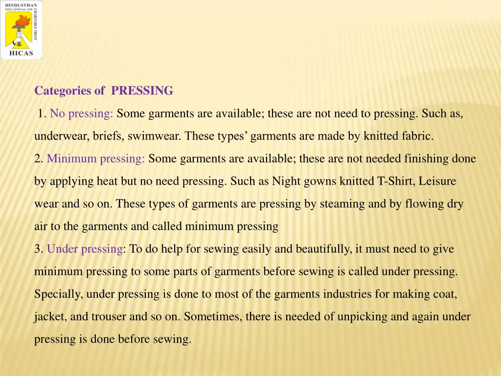 categories of pressing
