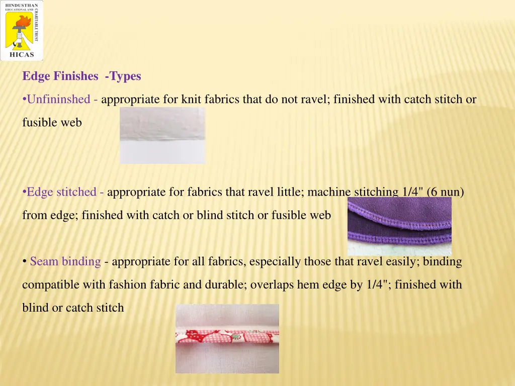 edge finishes types
