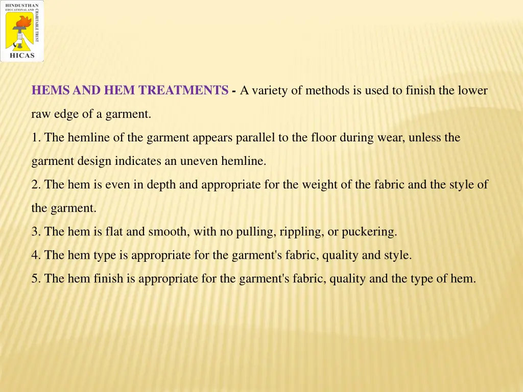 hems and hem treatments a variety of methods