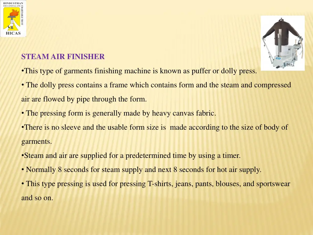 steam air finisher
