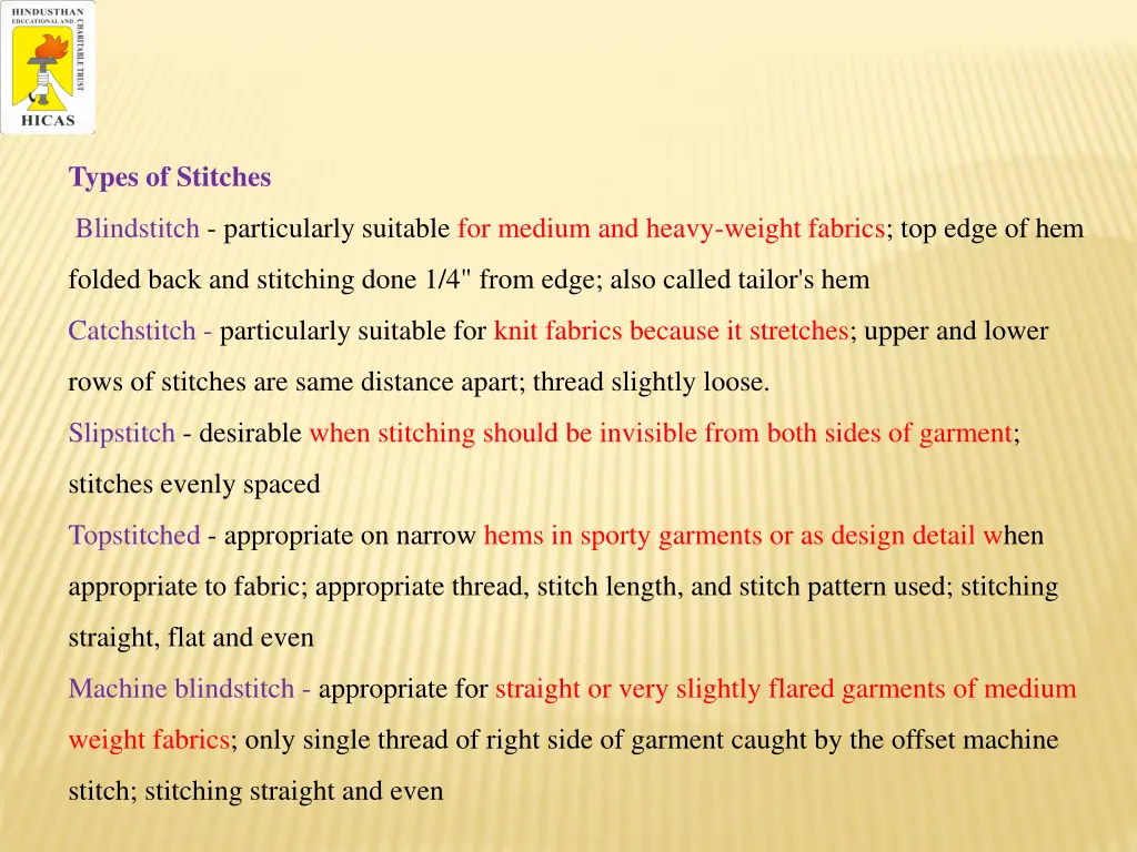 types of stitches