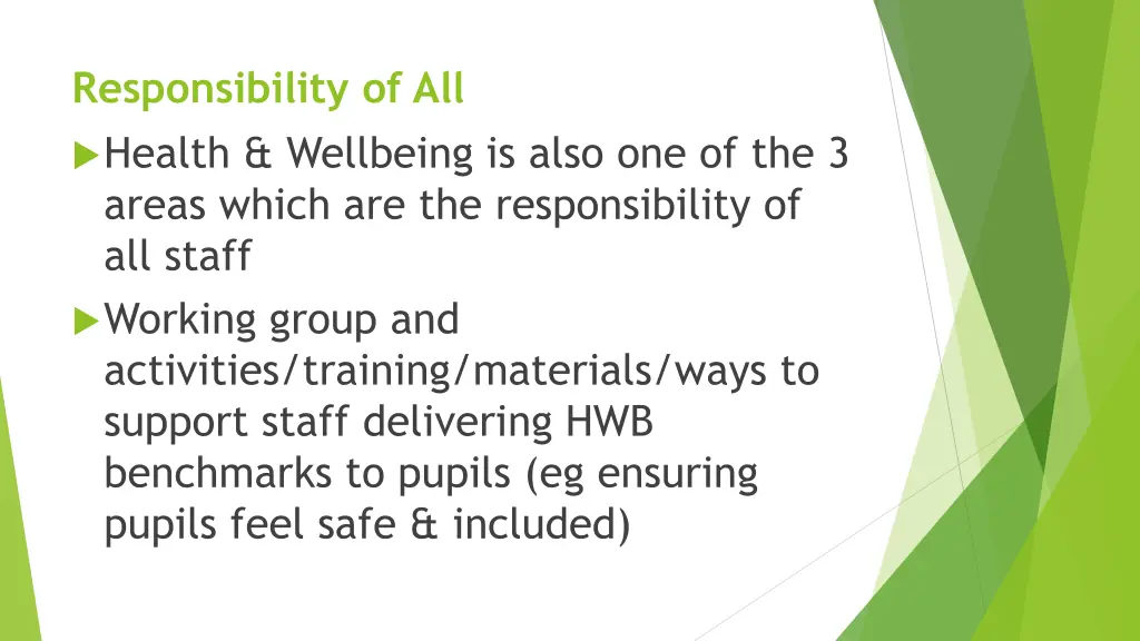 responsibility of all health wellbeing is also