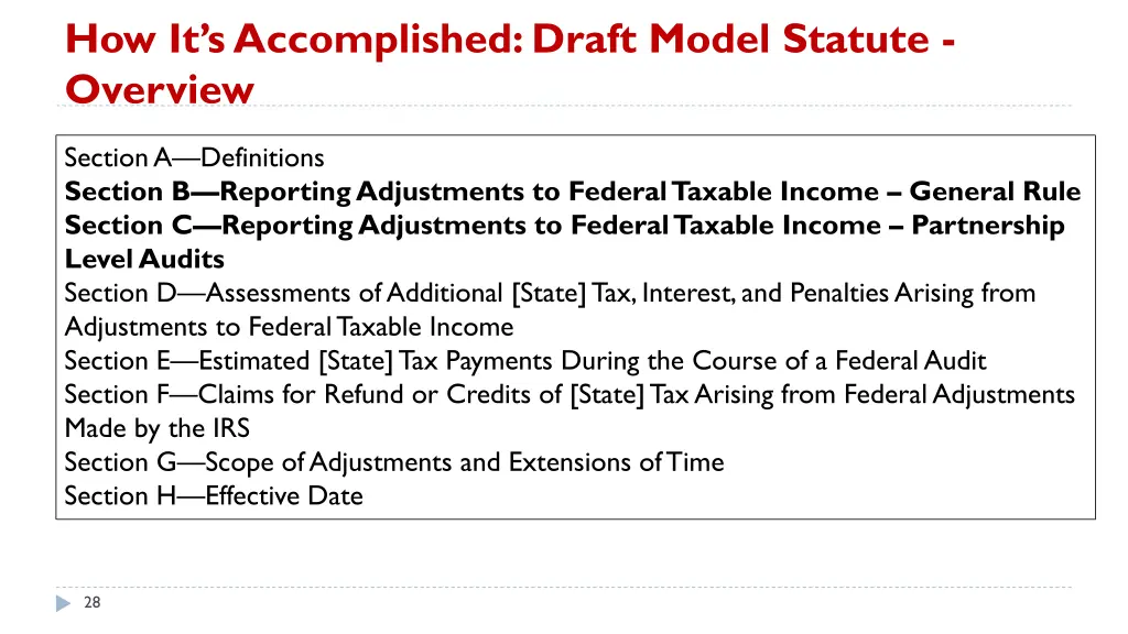how it s accomplished draft model statute overview